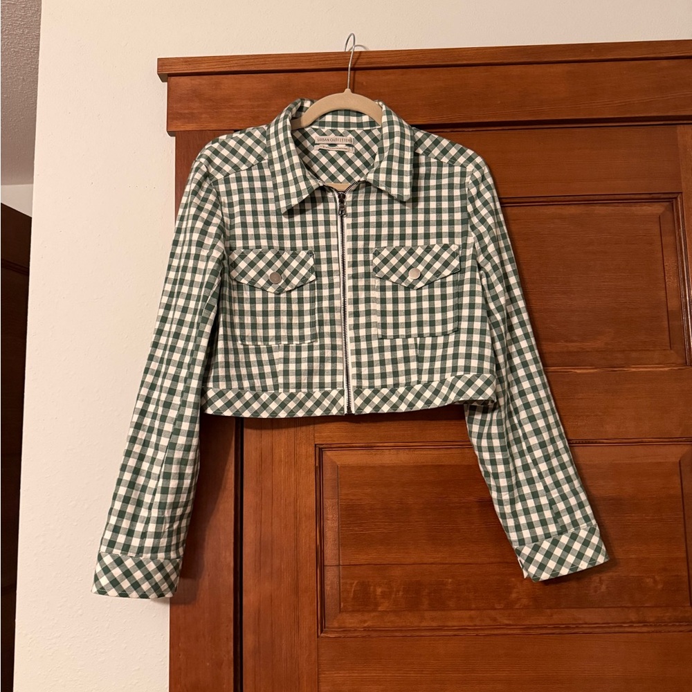 Urban Outfitters Green and White Plaid Shirt
